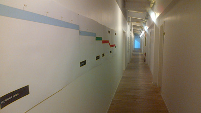 the minimal central corridor of EUCROMA- hidden on an industrial estate in Copenhagen